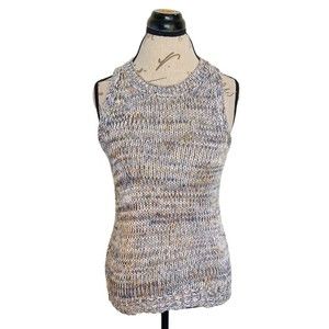 Loft Womens Sweater Chunky Chain Knit  Ribbed Size XXSP Sleeveless Minimalist